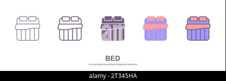 set of bed icons. sign design illustration. isolated on white background. Stock Vector