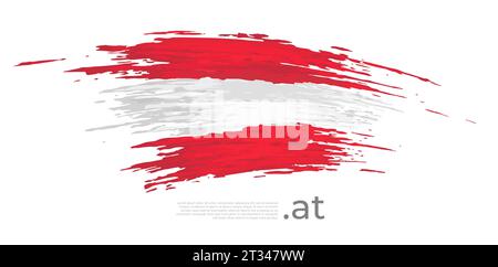 Austria flag. Brush strokes, grunge. Brush painted austrian flag on white background. Vector design, template national poster with place for text Stock Vector