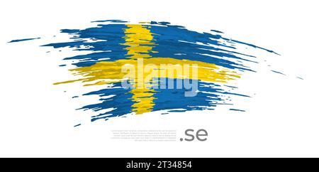 Sweden flag. Brush painted swedish flag on white background. Brush ...
