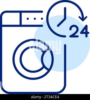 24 hour coin operated laundry service. Pixel perfect icon Stock Vector