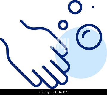Washing clothes with bubbling detergent. Pixel perfect icon Stock Vector