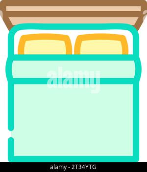 double bed top view color icon vector illustration Stock Vector