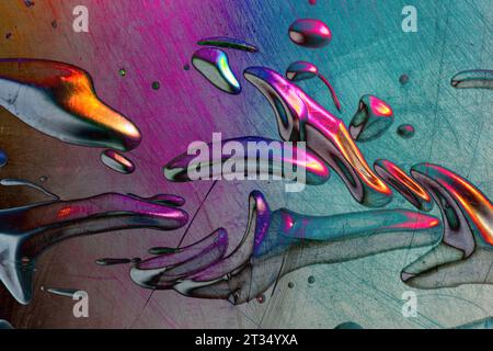 Colorful abstract image of bubble wrap with the bubble and scratch marks under colored light Stock Photo