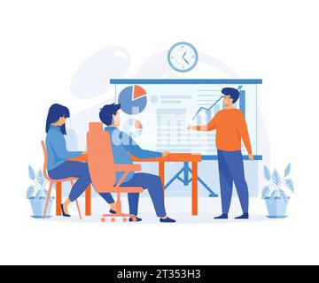 Leadership mentoring concept. Prospective Experienced Office Supervisor, Giving Presentation Within Business Seminar. flat vector modern illustration Stock Vector