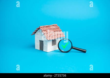 Verification of the veracity of the stated housing criteria. Approval of housing choice. Legal check of the purity of the agreement. House quality and Stock Photo