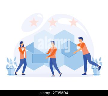 Teamwork concept, Co working and problem solving. flat vector modern illustration Stock Vector