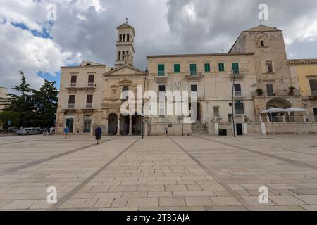 RUVO DI PUGLIA, ITALY, JULY 10, 2022 - Matteotti square with Melodia castle and SS. Redentore Church in ruvo di Puglia, province of Bari, Puglia, Ital Stock Photo
