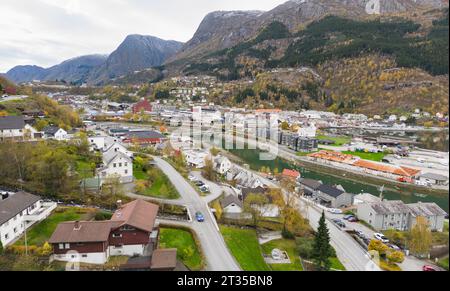 Odda is a town in Ullensvang Municipality in Vestland county, Hardanger district, Norway Stock Photo