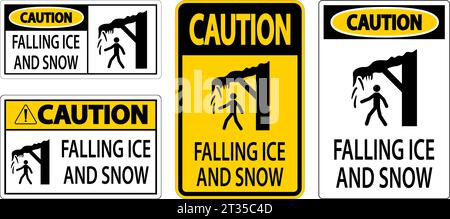 Warning Sign Falling Ice and Snow Symbol Stock Vector Image & Art - Alamy