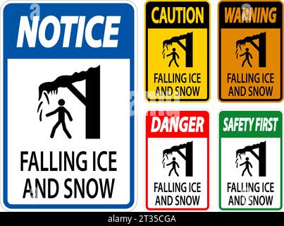 Warning Sign Falling Ice and Snow Symbol Stock Vector Image & Art - Alamy