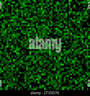 Square pixel grass seamless pattern. Green farm, lane or earth game surface texture. Pixelart computer background with dithering. Vector illustration Stock Vector