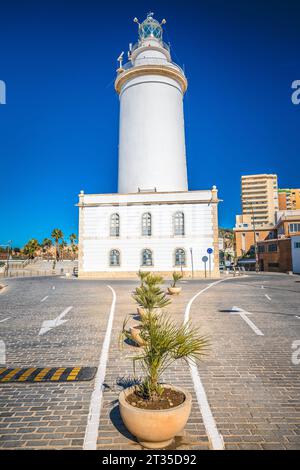 La Farola de Malaga lighthouse street view, Andalusia region of Spain Stock Photo