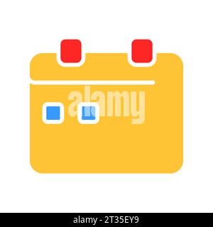 Calendar with two marked dates line icon. Diary, organizer, important date, month, holiday, New Year, week, weekend. Vector color icon on white backgr Stock Vector