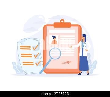 Health record concept, Medical history and health record paper for hospital doctor. flat vector modern illustration Stock Vector