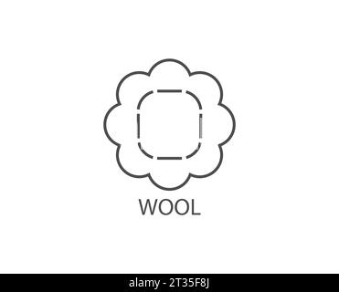 Organic wool 100 % vector icon. Made of natural wool label for fabrics ...