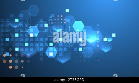 Geometric abstract background with hexagons. Science and technology. Vector illustration Stock Vector