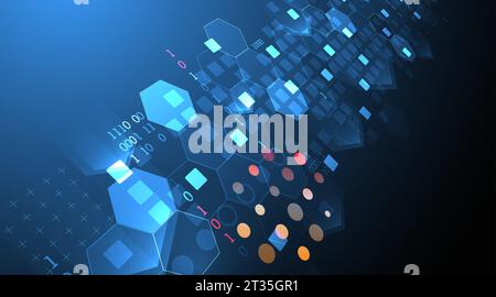 Geometric abstract background with hexagons. Science and technology. Vector illustration Stock Vector