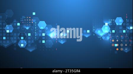 Geometric abstract background with hexagons. Science and technology. Vector illustration Stock Vector