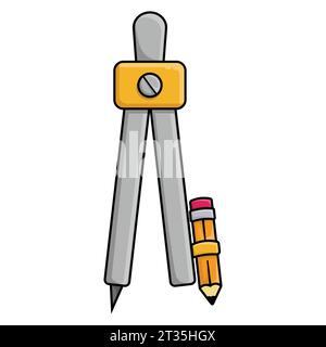 pencil and compass icon over white background. colorful design. vector illustration Stock Vector