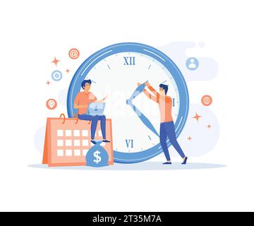 Time Management concept, Businessman Talking Time Management Business Strategy. flat vector modern illustration Stock Vector