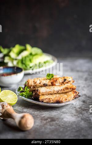 Vietnamese fried spring rolls with nuoc cham sauce Stock Photo