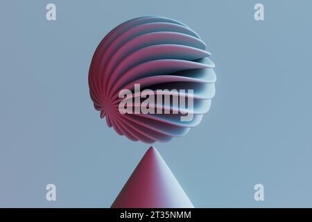 3D render of sphere floating over blue wavy toy block Stock Photo - Alamy