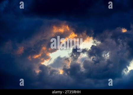 Dark storm clouds covering sky Stock Photo