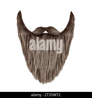 Beard with curly mustache isolated on a white background Stock Photo