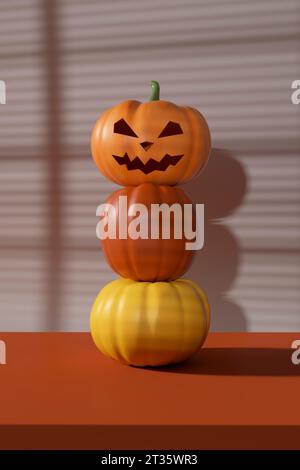 Plastic orange pumpkin jack o lantern for Halloween decoration Stock Photo  - Alamy
