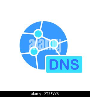 DNS Server with cloud saving line icon. Online, computer, program, service, Internet, network, site, communication. Vector color icon on a white backg Stock Vector