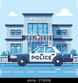 Police car the the police station Stock Vector