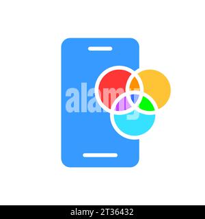 Smartphone RGB line icon. Gadget, social network, applications, Internet, technology. Vector color icon on a white background for business and adverti Stock Vector