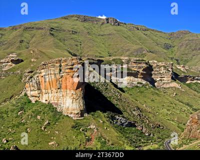 Different point of view of the Brandwag Buttress in the Golden Gate Highlands National Park of South Africa Stock Photo