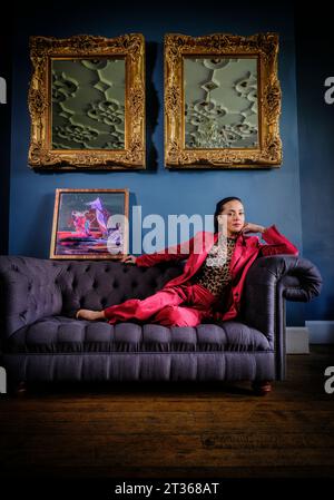 Editorial Use Only - Actress, producer and artist Rebecca Grant photographed at Highly Manor near Balcombe West Sussex. Picture by Jim Holden Stock Photo