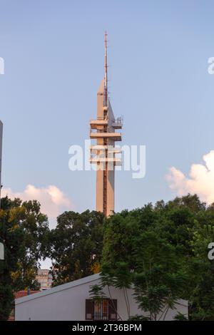 Tel Aviv, Israel - October 19, 2023 - The Marganit Tower is a skyscraper located in HaKirya, Tel Aviv, Israel. Completed in 1987, the building is 138 Stock Photo