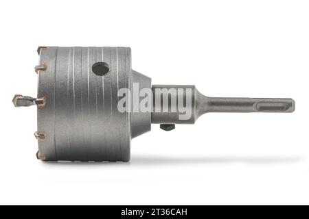 Concrete crown with carbide tips for a hammer drill isolated on a white background Stock Photo