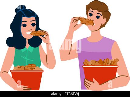 meat eating chicken wings vector Stock Vector