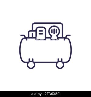 air compressor icon on white, line vector Stock Vector