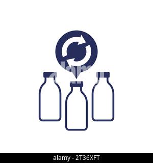 recycling plastic bottles icon on white Stock Vector
