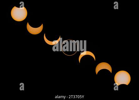 Annular Solar Eclipse Sequence Stock Photo