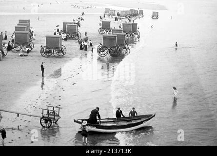 Saltburn beach from the pier, Victorian period Stock Photo