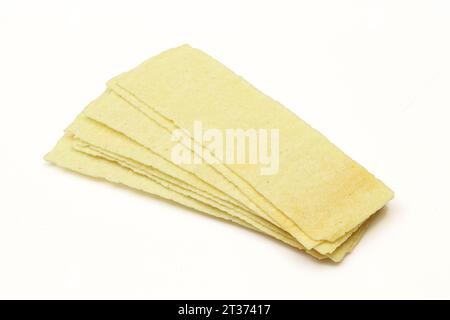 Long rectangular potato chips isolated on white background Stock Photo