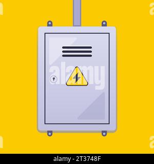 The electrical panel hangs on the wall. flat vector illustration Stock Vector