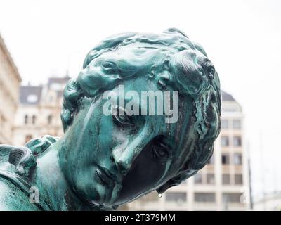 Fountain figure, detail of the Donnerbrunnen, created by Georg Raphael Donner 1739, largest Viennese fountain, Neuer Markt, Vienna, Land Wien, Austria Stock Photo