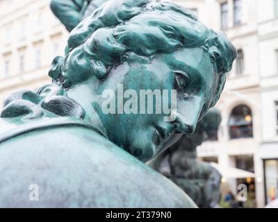 Fountain figure, detail of the Donnerbrunnen, created by Georg Raphael Donner 1739, largest Viennese fountain, Neuer Markt, Vienna, Land Wien, Austria Stock Photo