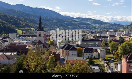 Parish Church of the Nativity of the Virgin Mary, Bruck an der Mur, panoramic view, Styria, Austria Stock Photo