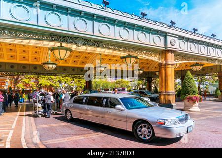 Entrance Bellagio Hotel,Limousine Service Las Vegas,Nevada,Clark County USA Stock Photo