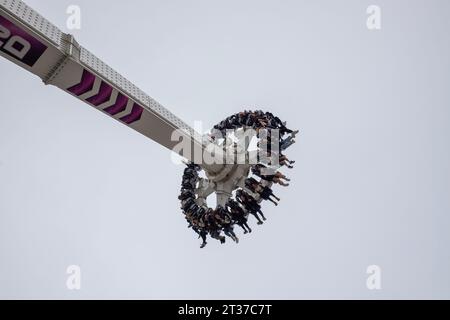 'The Axis', a fairground / funfair theme park attraction at Adventure Island in Southend-on-Sea, Essex, England. Stock Photo