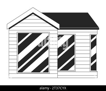 Modern farm building black and white 2D line cartoon object Stock Vector