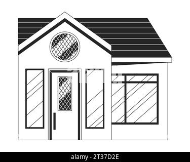 One story home black and white 2D line cartoon object Stock Vector